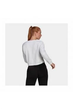 Adidas Hoodies & Sweatvesten Crop Top With Big Logo White