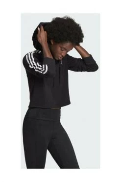 Adidas Hoodies & Sweatvesten Cropped Hoodie 3 Bands Black -Adidas Verkoopwinkel 6422a6033562ab664a0eb6b7db10f902