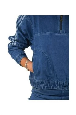 Adidas Hoodies & Sweatvesten Jeans Sweatshirt Model Jacket With Mini Zipper And Side Bands Blue -Adidas Verkoopwinkel cbbcc0128a8f41560ecb0fb75dd9b13a